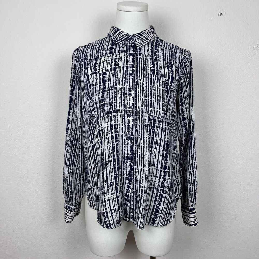 Anthropologie Holding Horses Shirt Womens Zero Sammie Button Office Career Blue